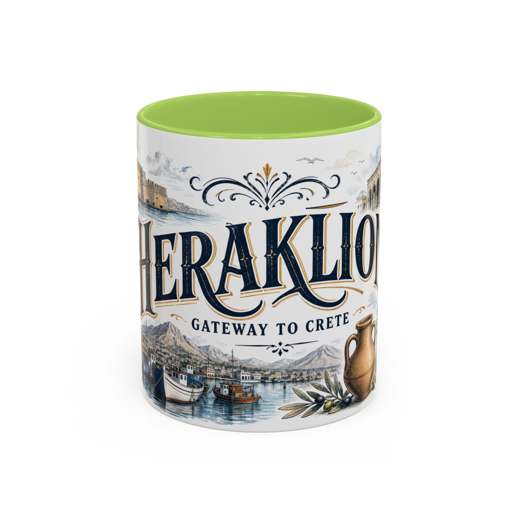 Heraklion Coffee Mug | Greece Travel Souvenir | Vintage Illustrated City Gift | 11 oz 15 oz Accent Mug