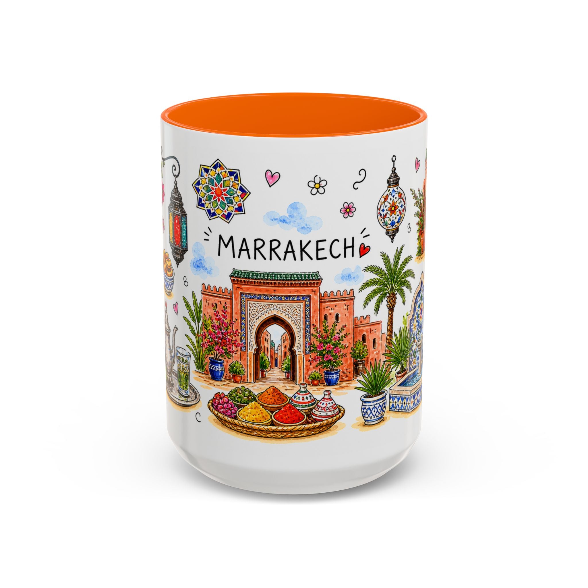 Marrakech Illustrated Travel Mug | City Souvenir Accent Coffee Mug | 11oz 15oz Ceramic Cup