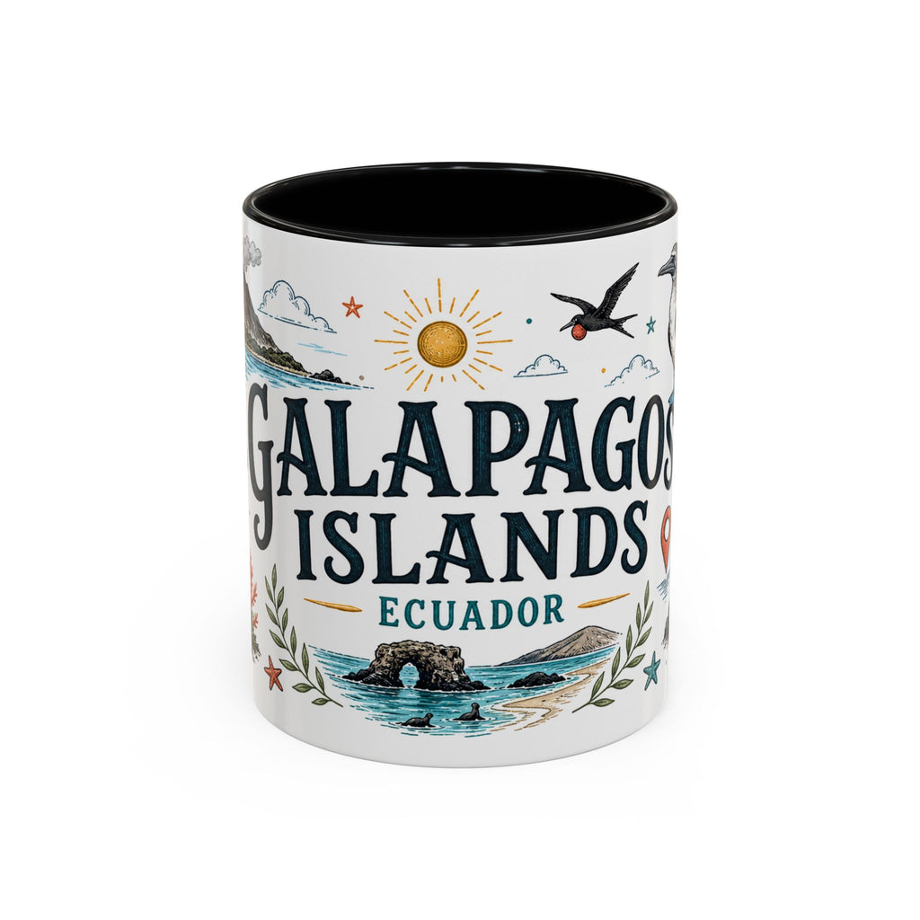 Galapagos Islands Coffee Mug | Travel Destination Souvenir Gift | Accent Color Ceramic 11oz 15oz