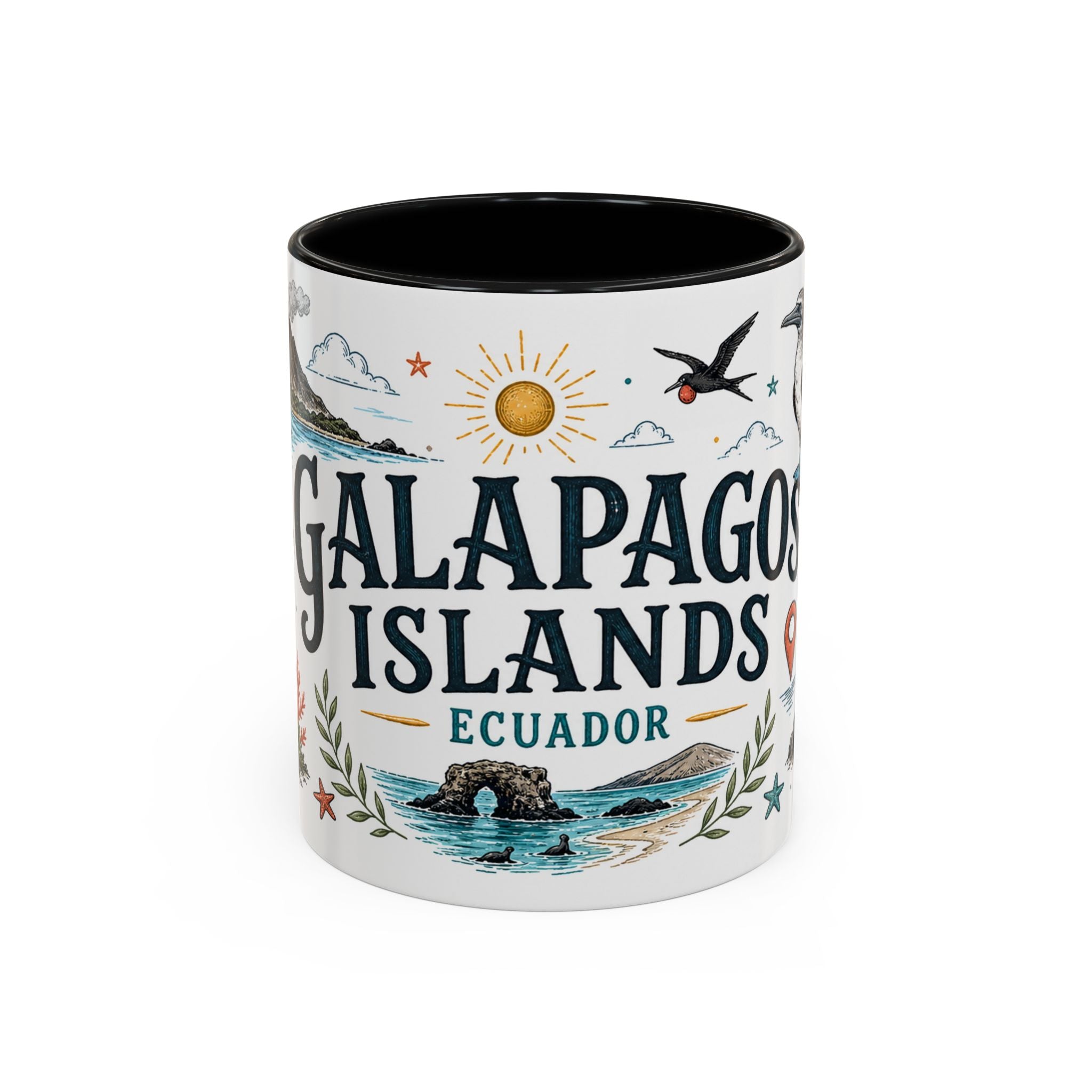 Galapagos Islands Coffee Mug | Travel Destination Souvenir Gift | Accent Color Ceramic 11oz 15oz