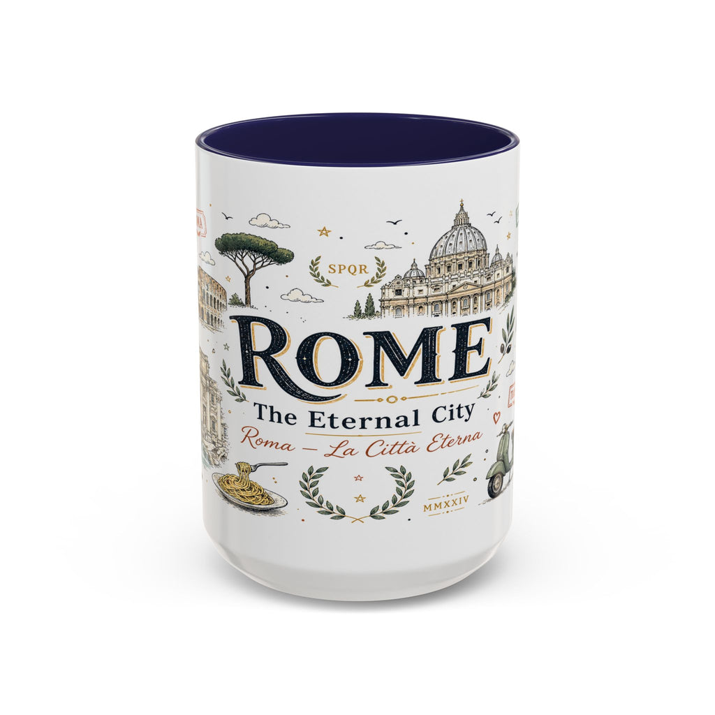 Rome Coffee Mug | Italy Souvenir Travel Gift | Accent Color Ceramic 11oz 15oz