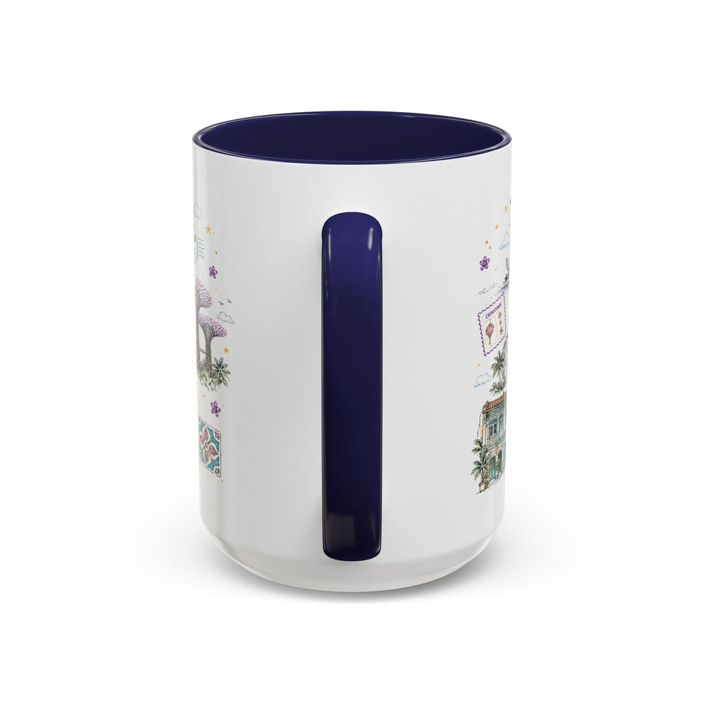 Singapore Coffee Mug | Asia Souvenir Travel Gift | Accent Color Ceramic 11oz 15oz
