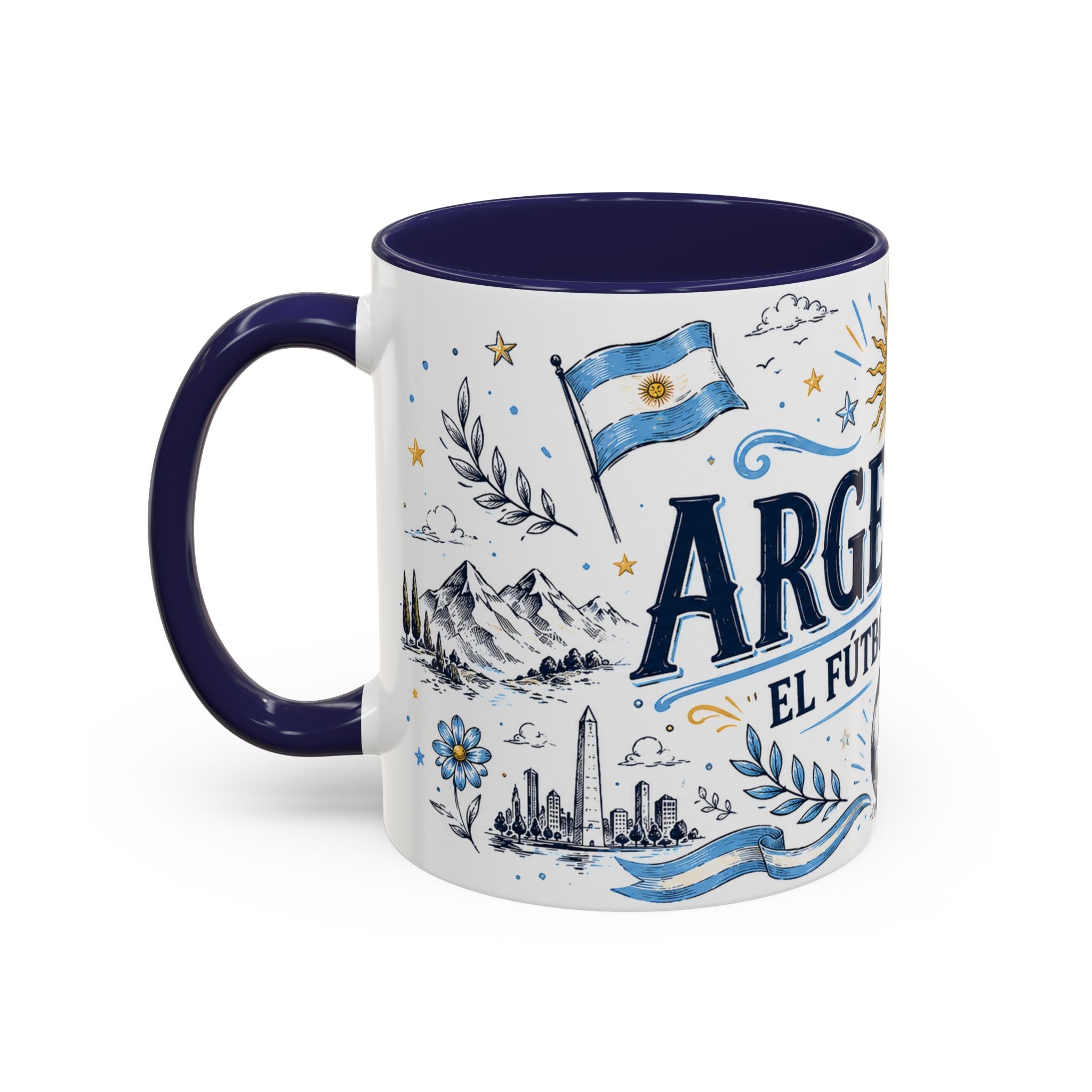 Argentina Soccer Coffee Mug | Soccer Fan Gift | Accent Color Ceramic 11oz 15oz Match Day Cup