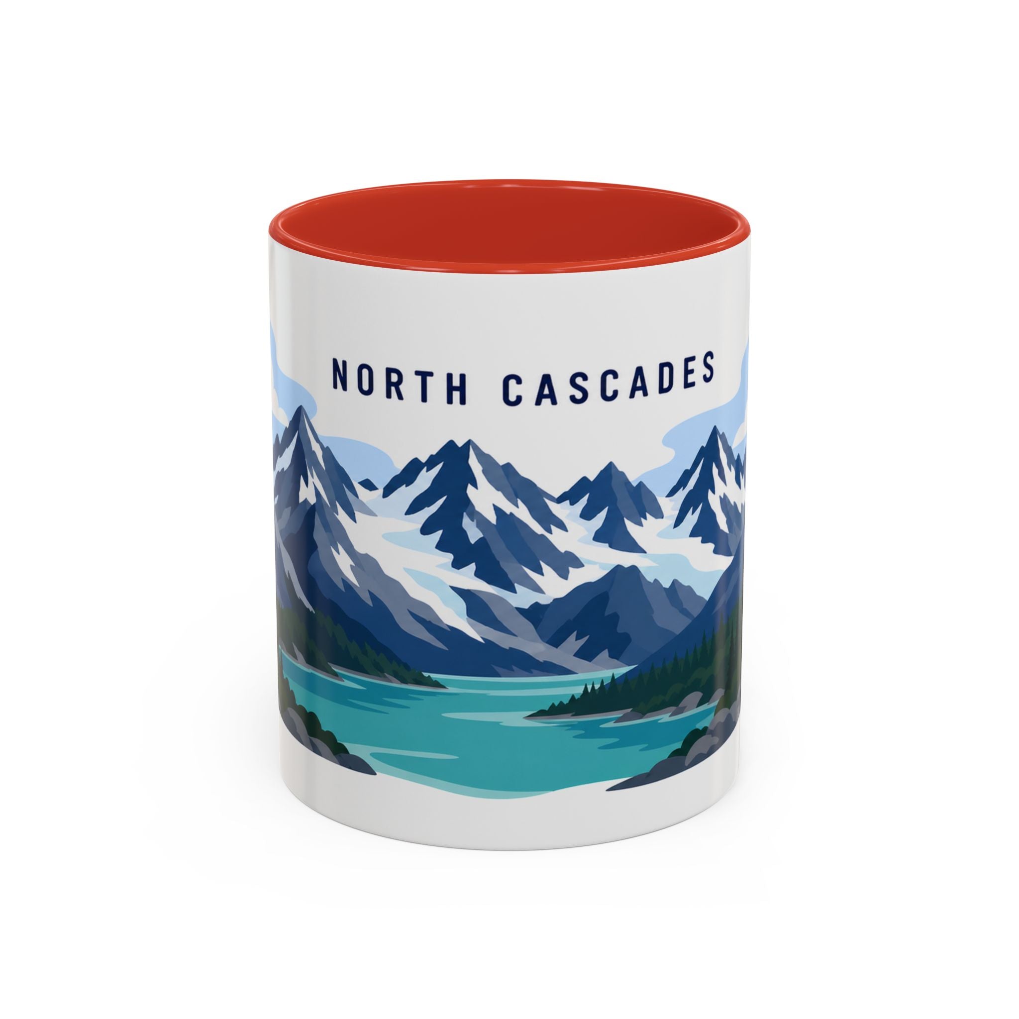 North Cascades National Park Coffee Mug | Solid Color Block Park Souvenir | 11oz 15oz Accent Mug