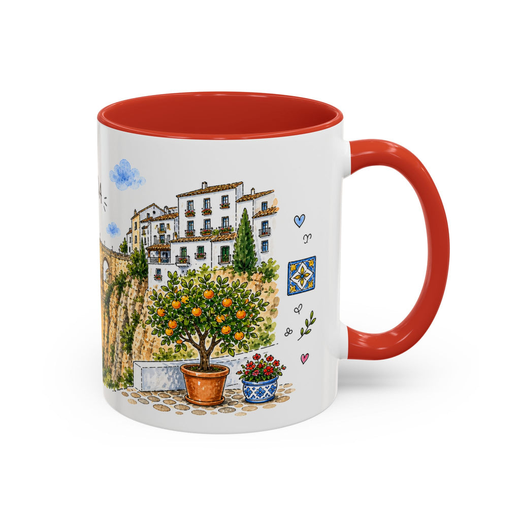 Ronda Illustrated Travel Mug | Spain Souvenir Accent Coffee Mug | 11oz 15oz Ceramic Cup