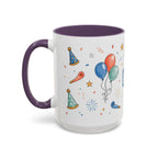 New Year Party Mug | Balloon Popper Watercolor Celebration Gift | Accent Cup 11oz 15oz