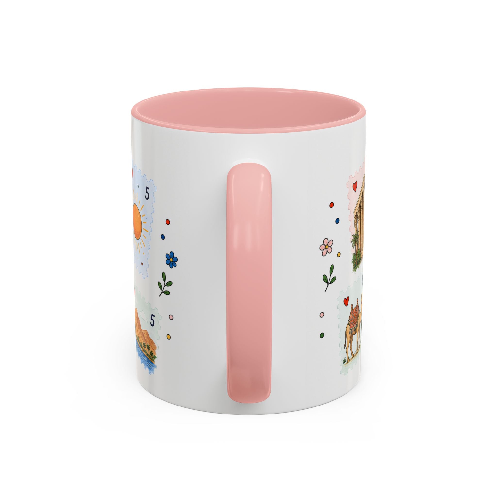 Luxor Coffee Mug | Postage Stamp Collage Mug | Travel Souvenir Accent Cup 11oz 15oz