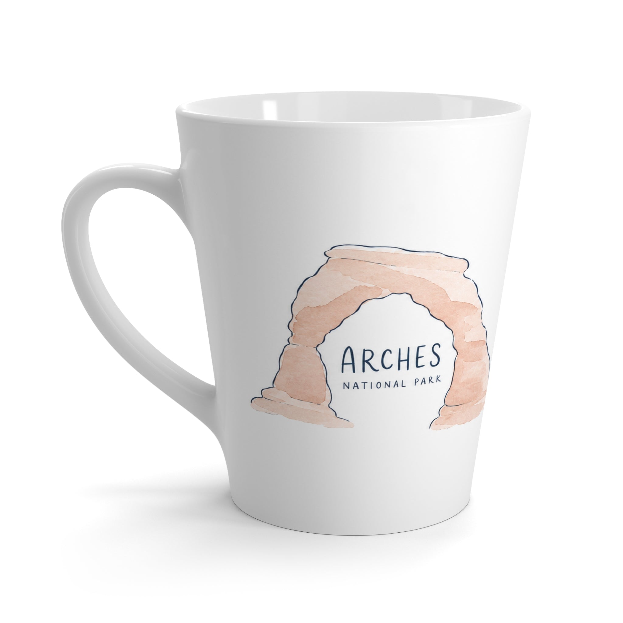 Arches National Park Latte Mug | Pastel Watercolor Nature Coffee Cup | 12 oz Travel Souvenir Gift