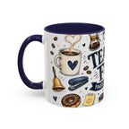 Teacher Fuel Coffee Mug | Powered by Coffee and Wine Funny Gift | Accent Color Ceramic 11oz 15oz