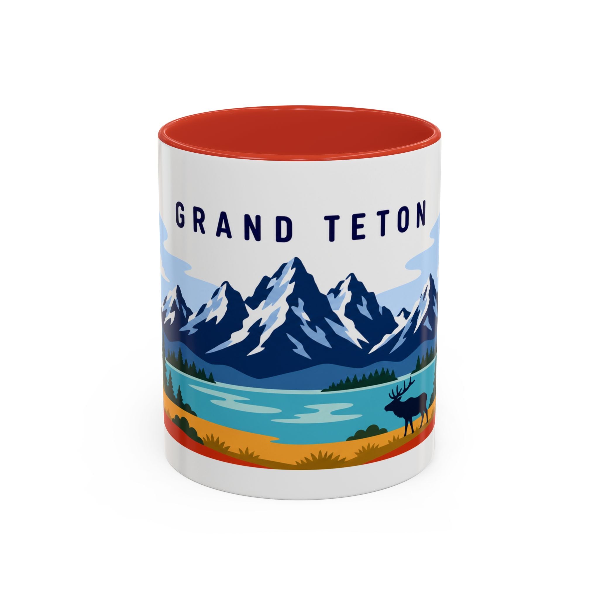 Grand Teton Coffee Mug | Travel Destination Souvenir Gift | Accent Color Ceramic 11oz 15oz