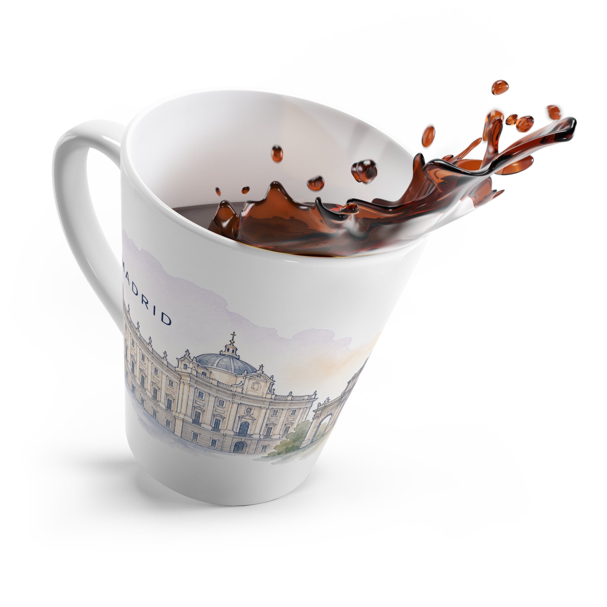 Madrid Latte Mug | Watercolor City Travel Mug | 12 oz Ceramic Souvenir Gift