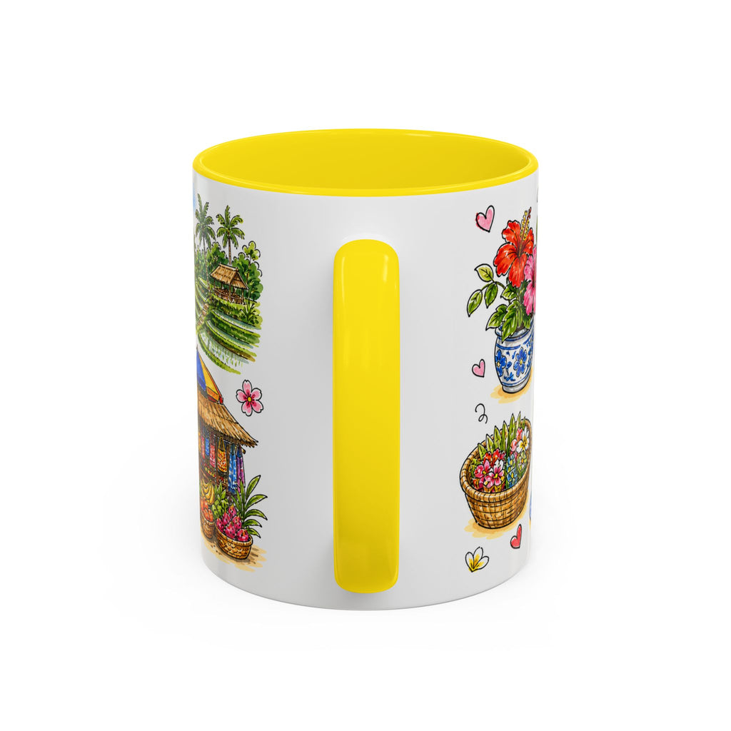 Ubud Illustrated Travel Mug | City Souvenir Accent Coffee Mug | 11oz 15oz Ceramic Cup