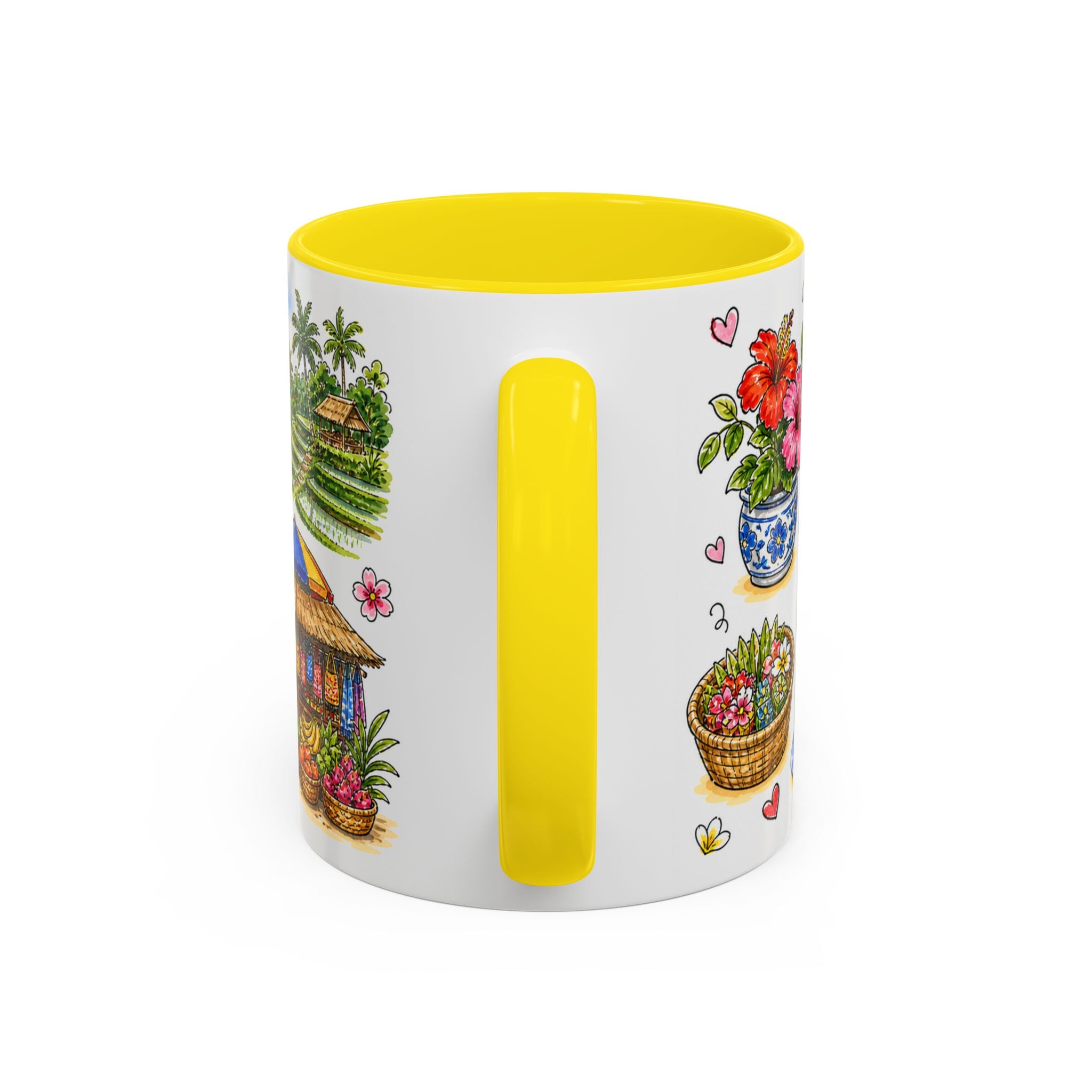 Ubud Illustrated Travel Mug | City Souvenir Accent Coffee Mug | 11oz 15oz Ceramic Cup