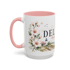 Delaware State Map Mug | Botanical Beach Accent Coffee Cup (11oz/15oz)