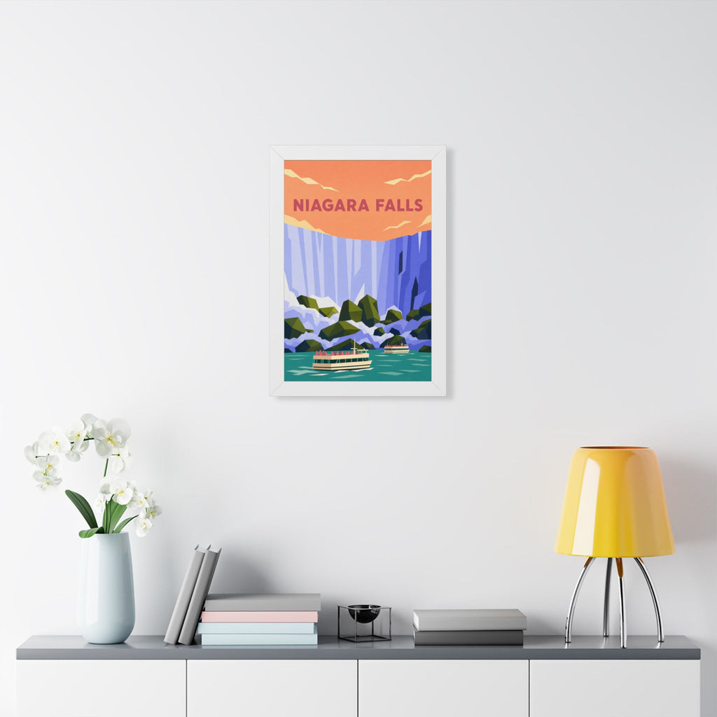 Niagara Falls Canada Framed Poster | Vintage Travel Wall Art | Black Walnut White Frame | 16x24 20x30