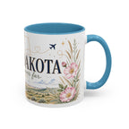 North Dakota State Map Mug | Prairie Rose Botanical Accent Coffee Cup