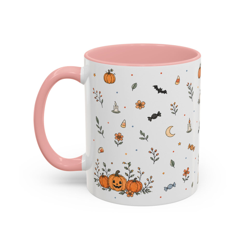 Halloween Party Mug | Ghost Black Cat Candy Watercolor Gift | Accent Cup 11oz 15oz