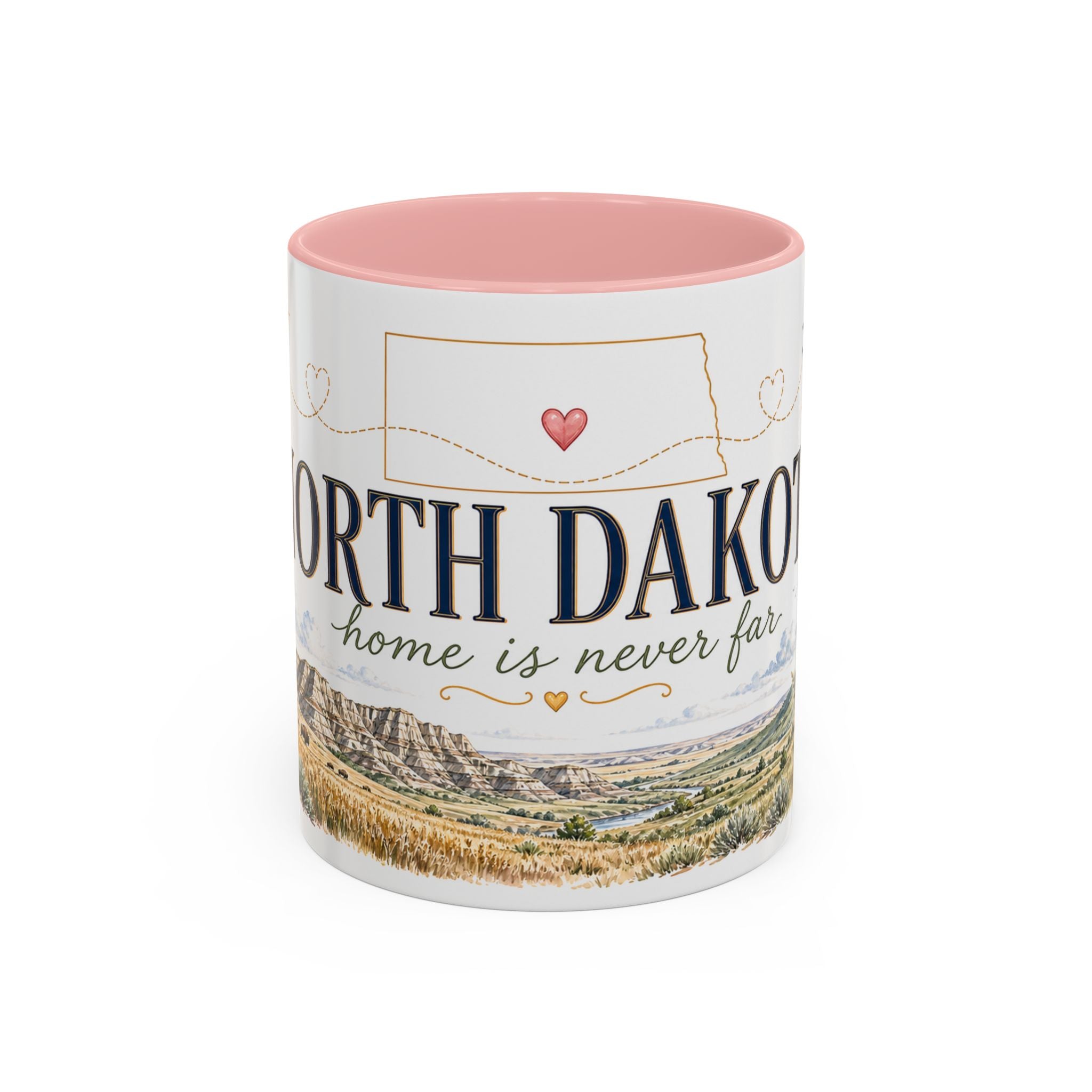 North Dakota State Map Mug | Prairie Rose Botanical Accent Coffee Cup