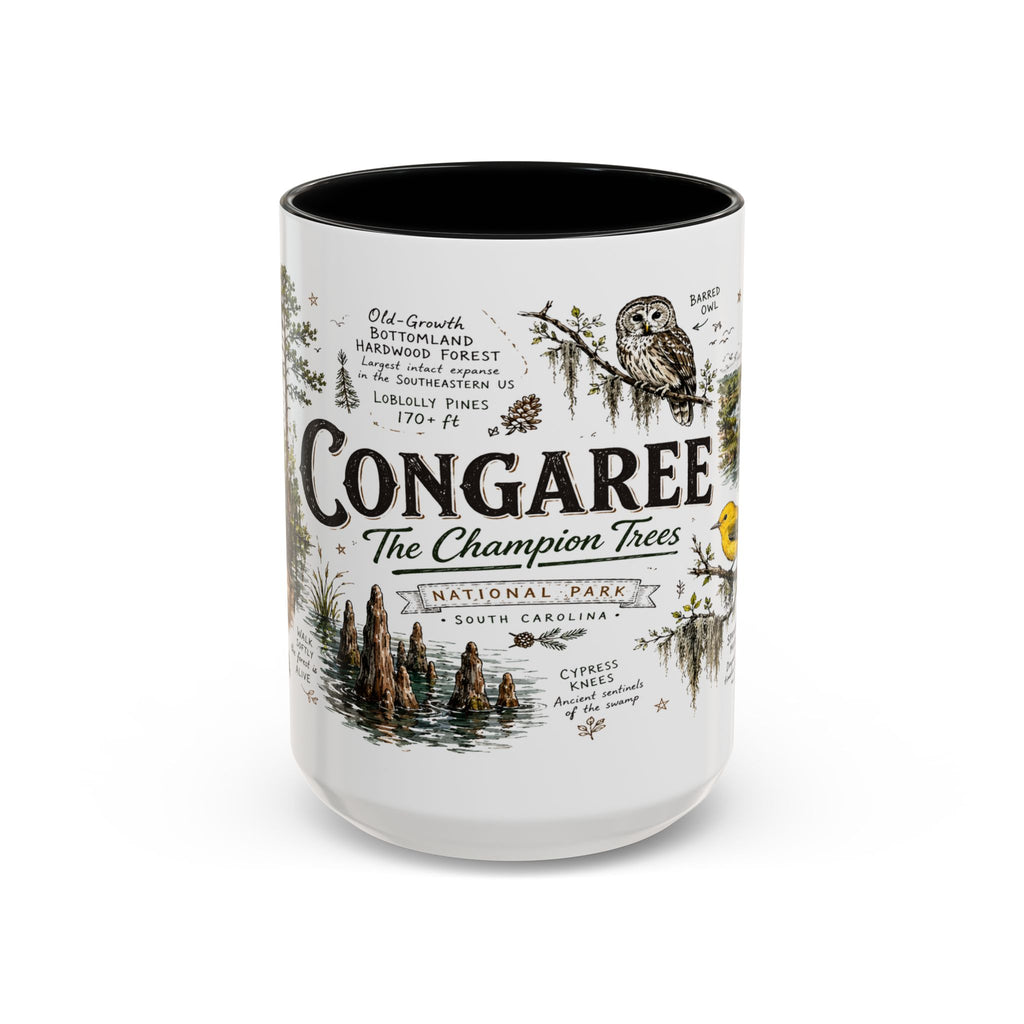 Congaree National Park Coffee Mug | South Carolina Forest Floodplain Gift | Accent Color Ceramic 11oz 15oz