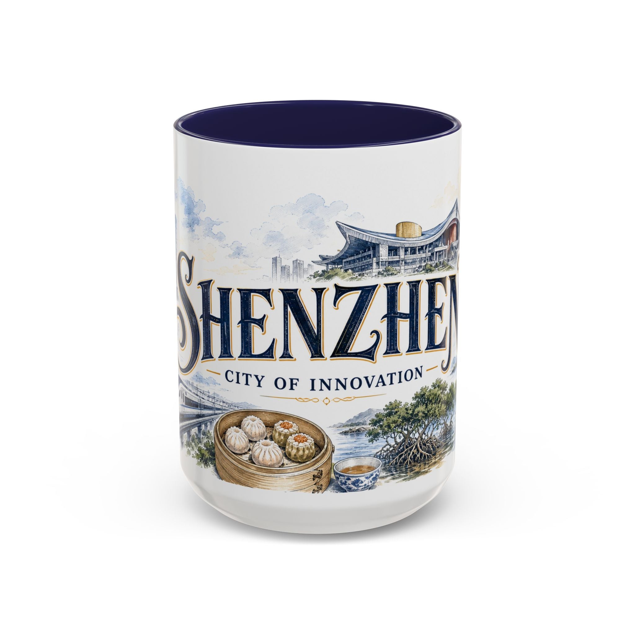 Shenzhen Coffee Mug | China Travel Souvenir | Vintage Illustrated City Gift | 11 oz 15 oz Accent Mug
