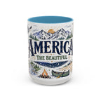 America the Beautiful Coffee Mug | Patriotic USA Gift | Accent Color Ceramic 11oz 15oz