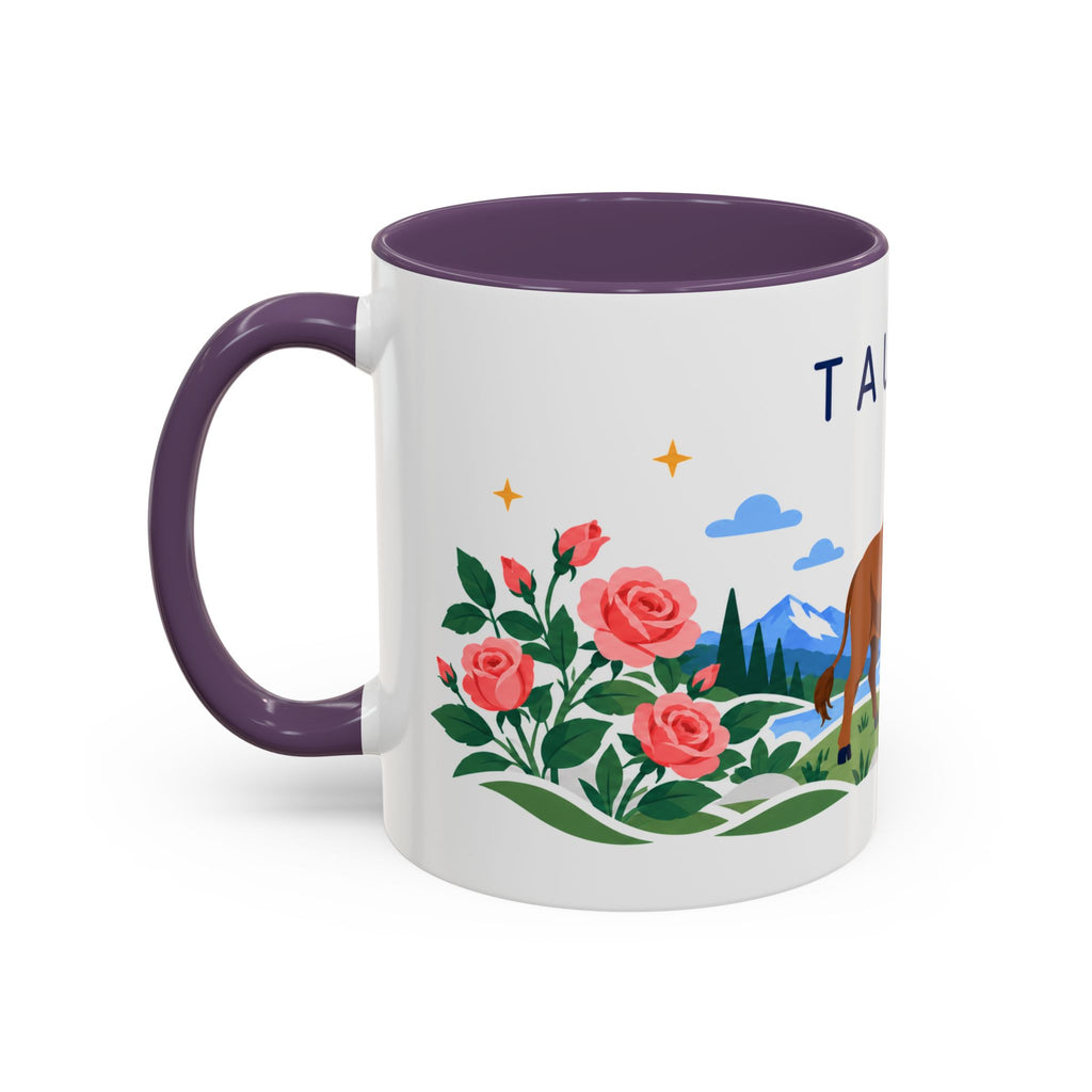 Taurus Zodiac Coffee Mug | Bull and Rose Design | Astrology Birthday Gift | 11 oz 15 oz Ceramic Accent Mug