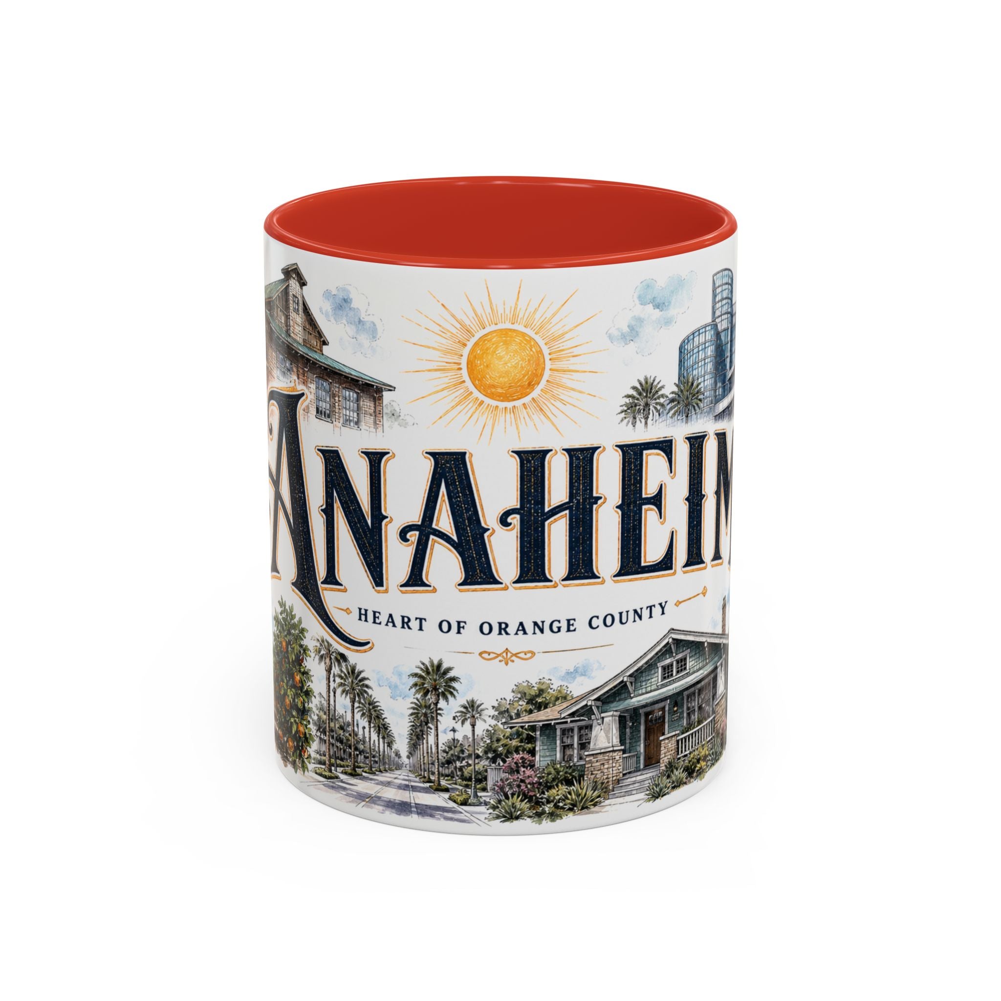 Anaheim Coffee Mug | United States Travel Souvenir | Vintage Illustrated City Gift | 11 oz 15 oz Accent Mug