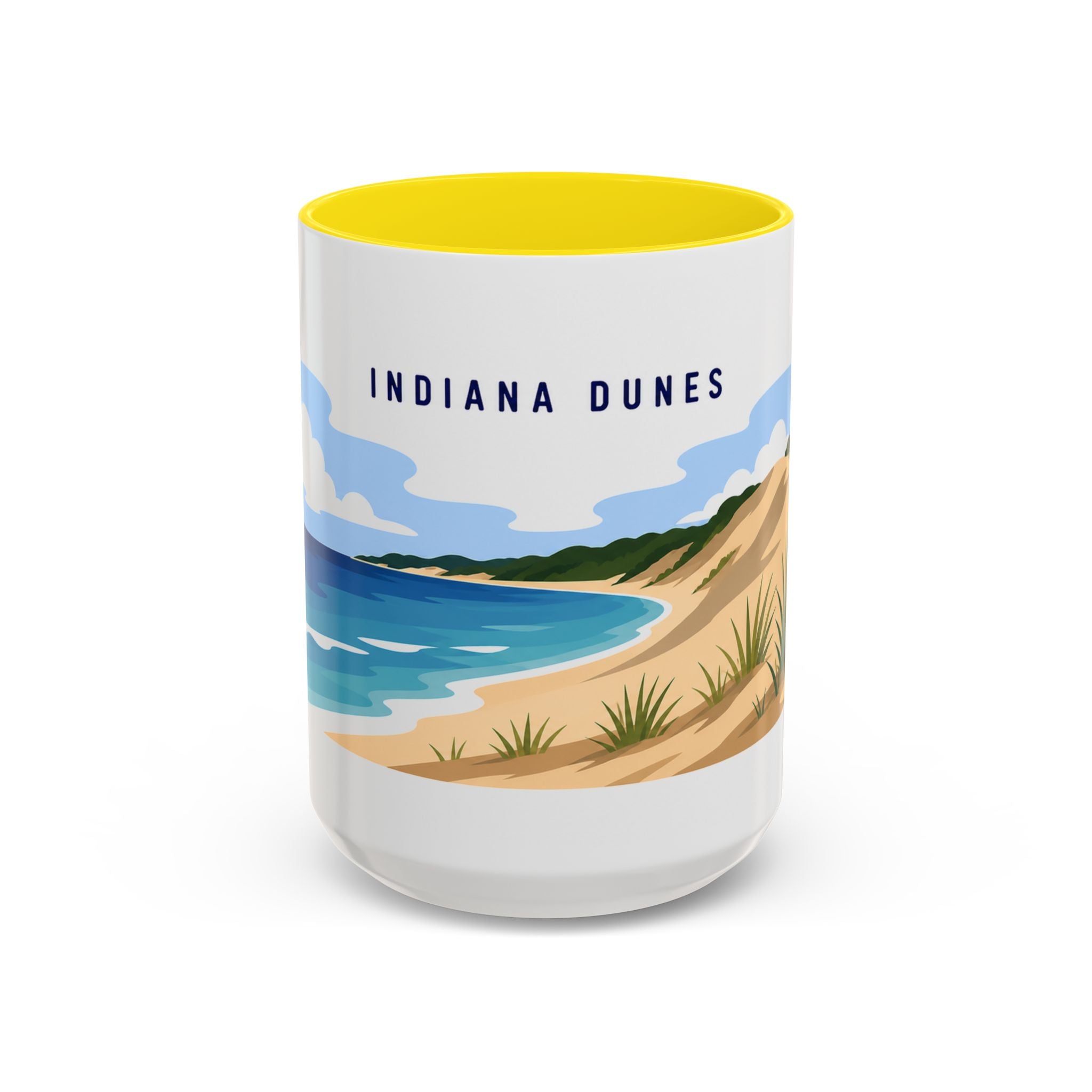 Indiana Dunes National Park Coffee Mug | Solid Color Block Park Souvenir | 11oz 15oz Accent Mug