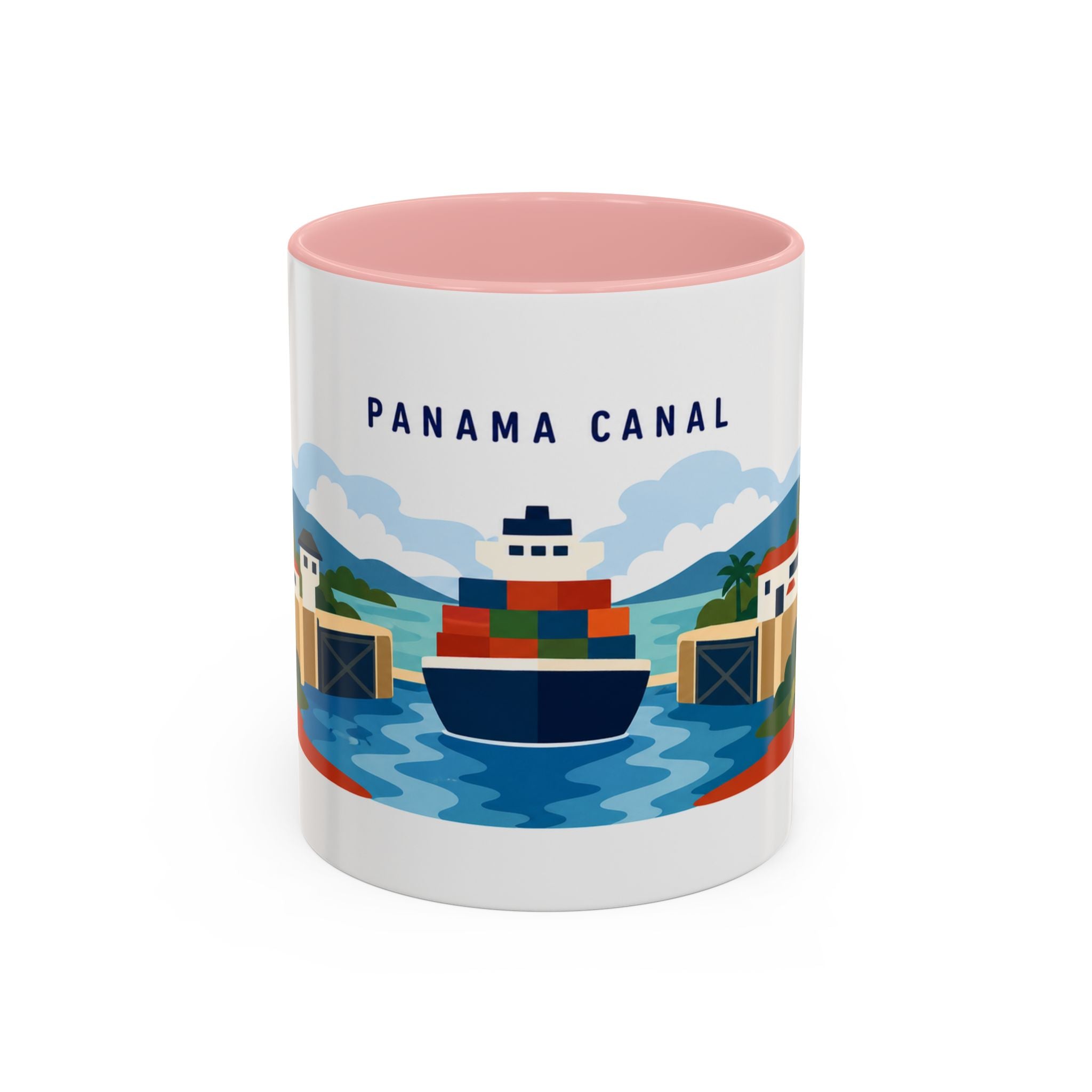 Panama Canal Coffee Mug | Travel Destination Souvenir Gift | Accent Color Ceramic 11oz 15oz