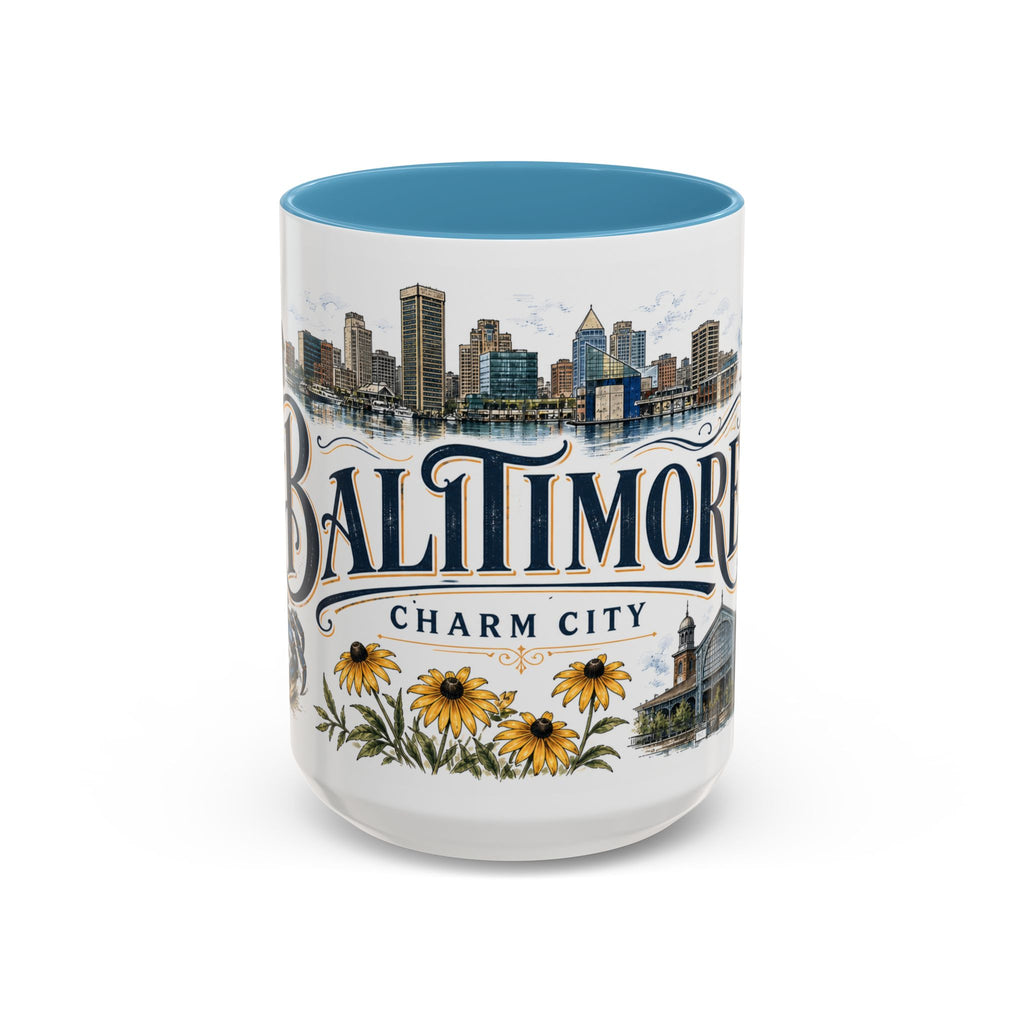 Baltimore Coffee Mug | United States Travel Souvenir | Vintage Illustrated City Gift | 11 oz 15 oz Accent Mug