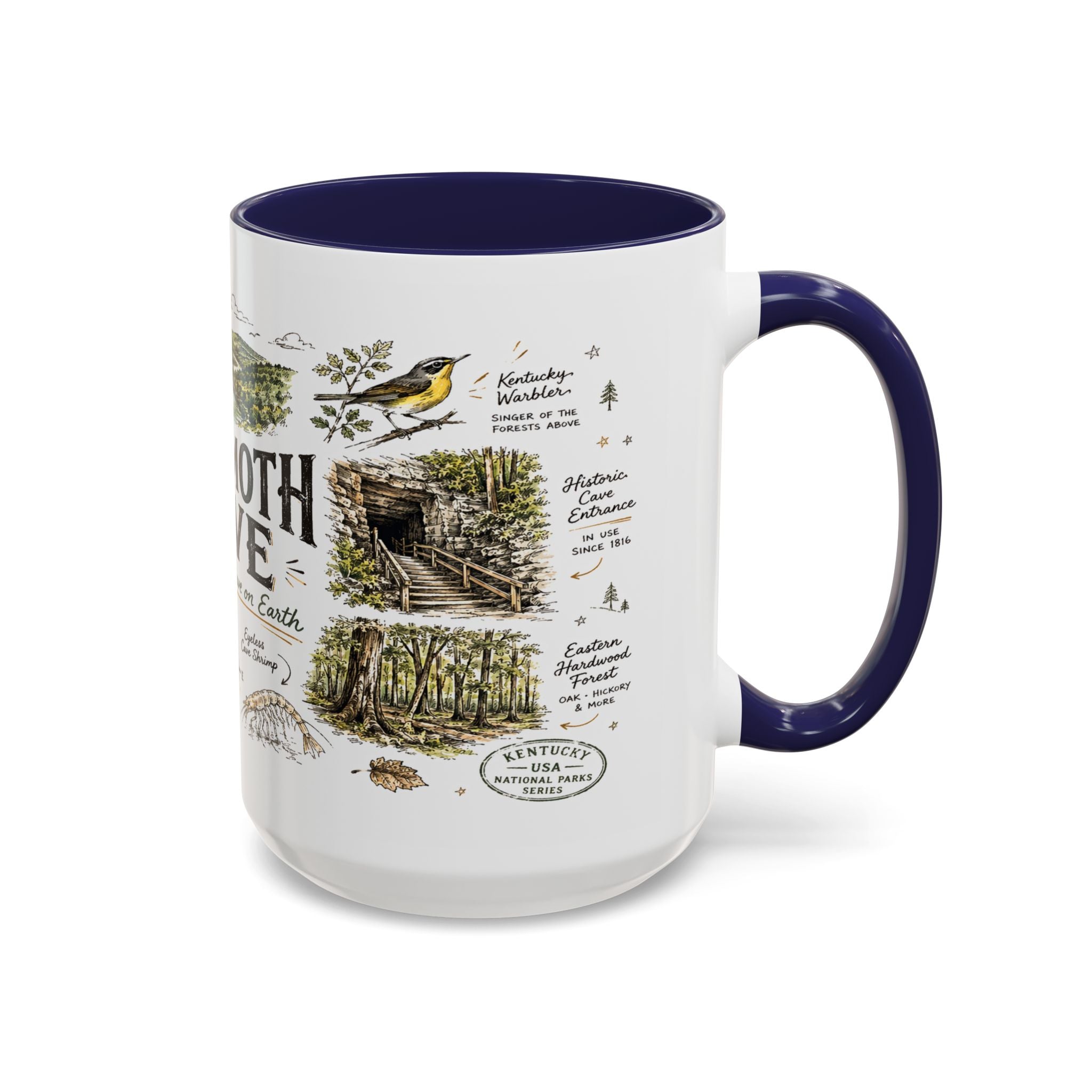 Mammoth Cave National Park Coffee Mug | Kentucky Cave Exploration Hiking Gift | Accent Color Ceramic 11oz 15oz
