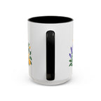 Gemini Zodiac Coffee Mug | Twins and Floral Design | Astrology Birthday Gift | 11 oz 15 oz Ceramic Accent Mug