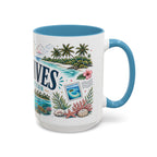 Maldives Coffee Mug | Travel Destination Souvenir Gift | Accent Color Ceramic 11oz 15oz
