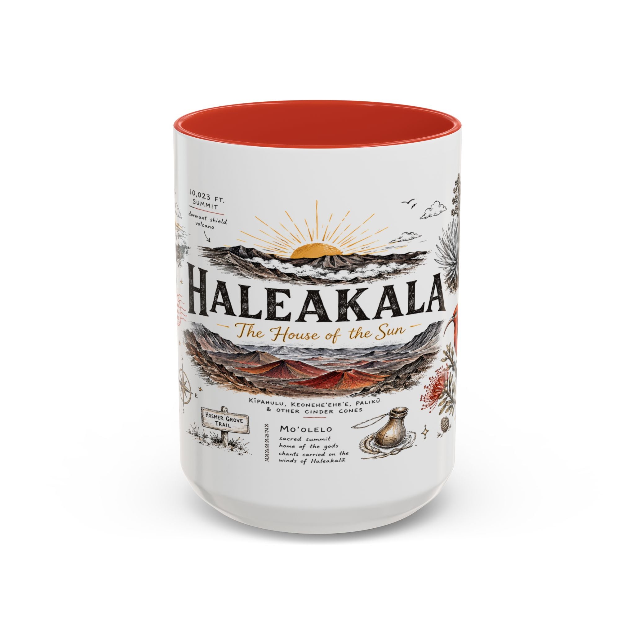 Haleakala National Park Coffee Mug | Hawaii Maui Sunrise Crater Gift | Accent Color Ceramic 11oz 15oz