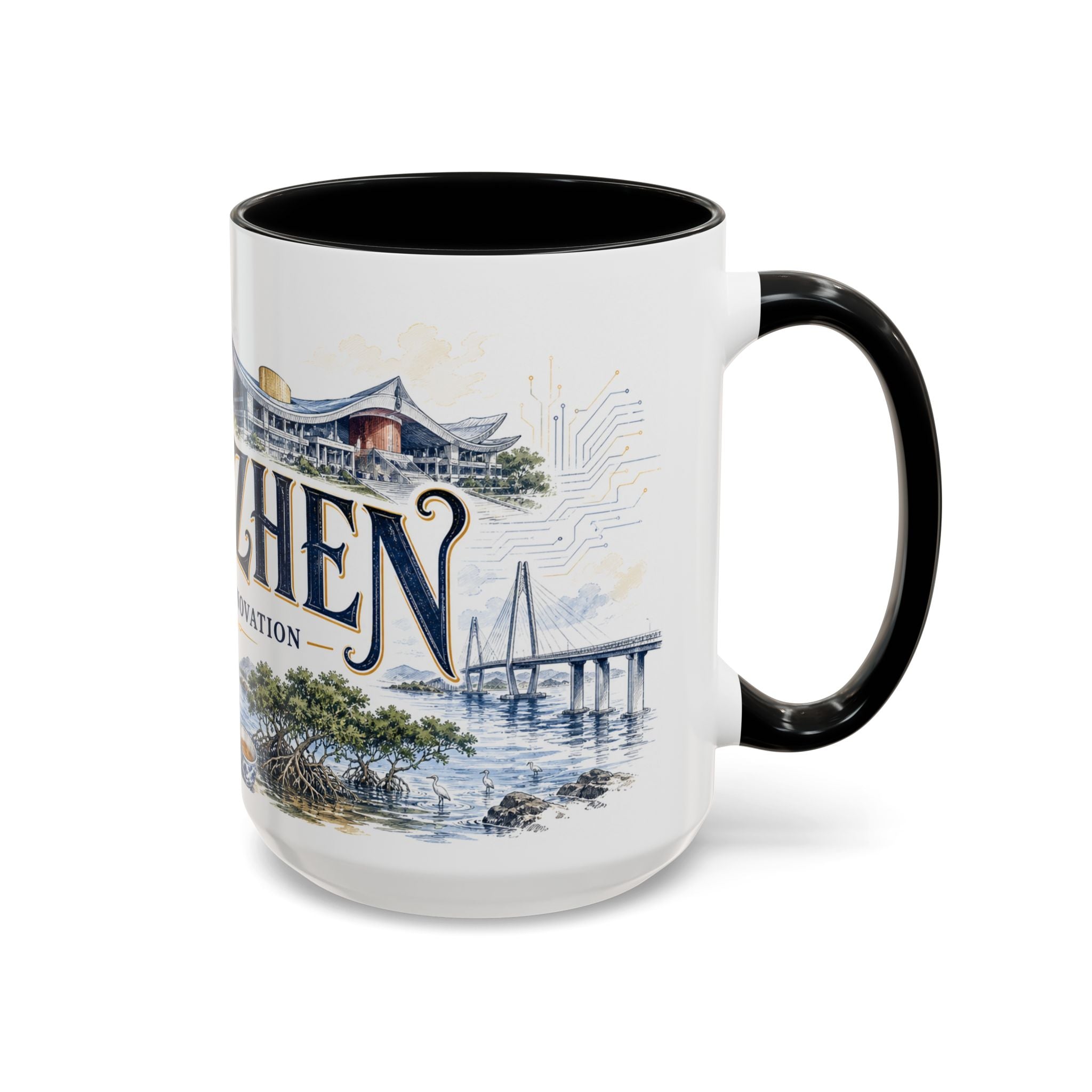 Shenzhen Coffee Mug | China Travel Souvenir | Vintage Illustrated City Gift | 11 oz 15 oz Accent Mug