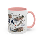 Acadia Coffee Mug | National Park Hiking Coastal Gift | Accent Color Ceramic 11oz 15oz
