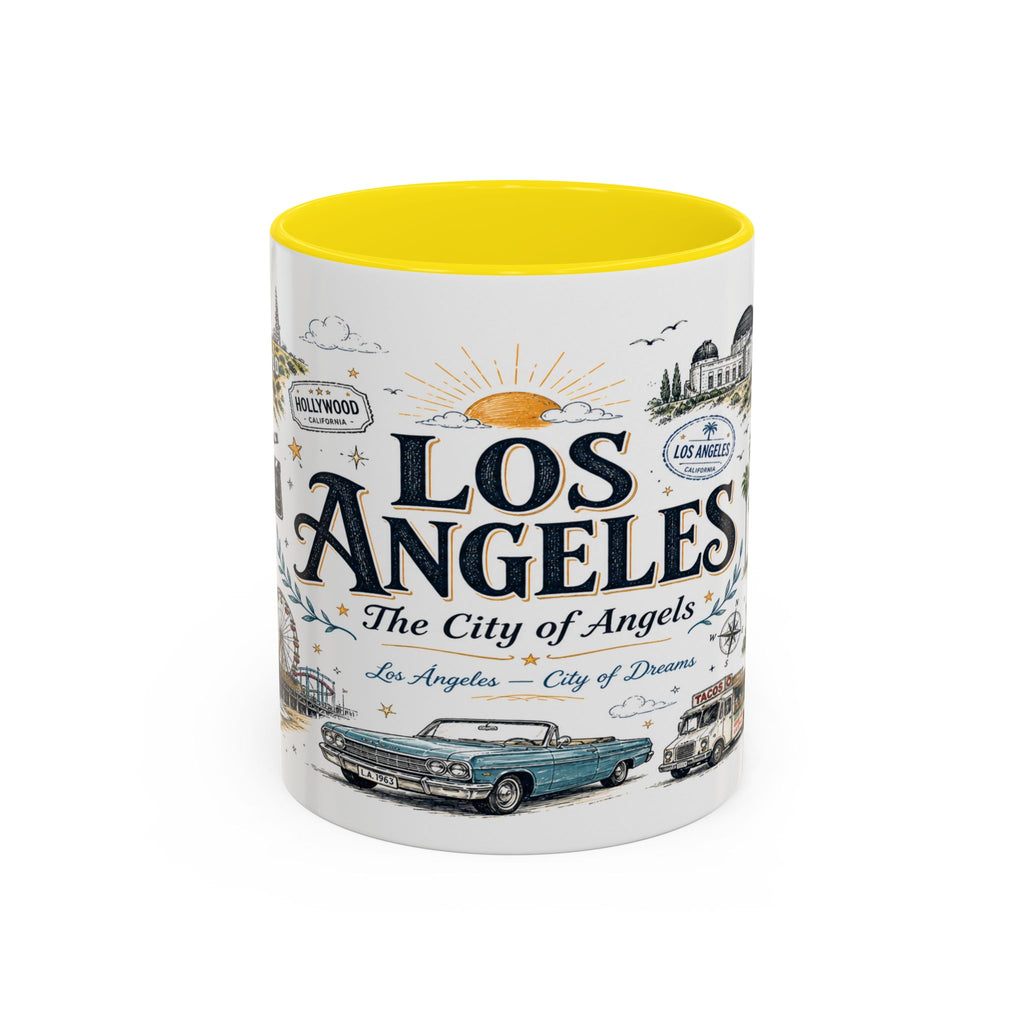 Los Angeles Coffee Mug | California Souvenir City Gift | Accent Color Ceramic 11oz 15oz