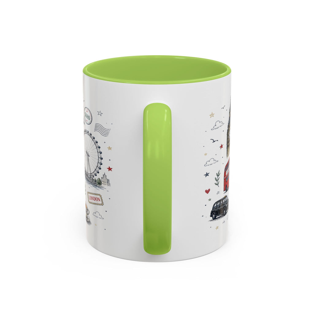 London Coffee Mug | England Souvenir Travel Gift | Accent Color Ceramic 11oz 15oz