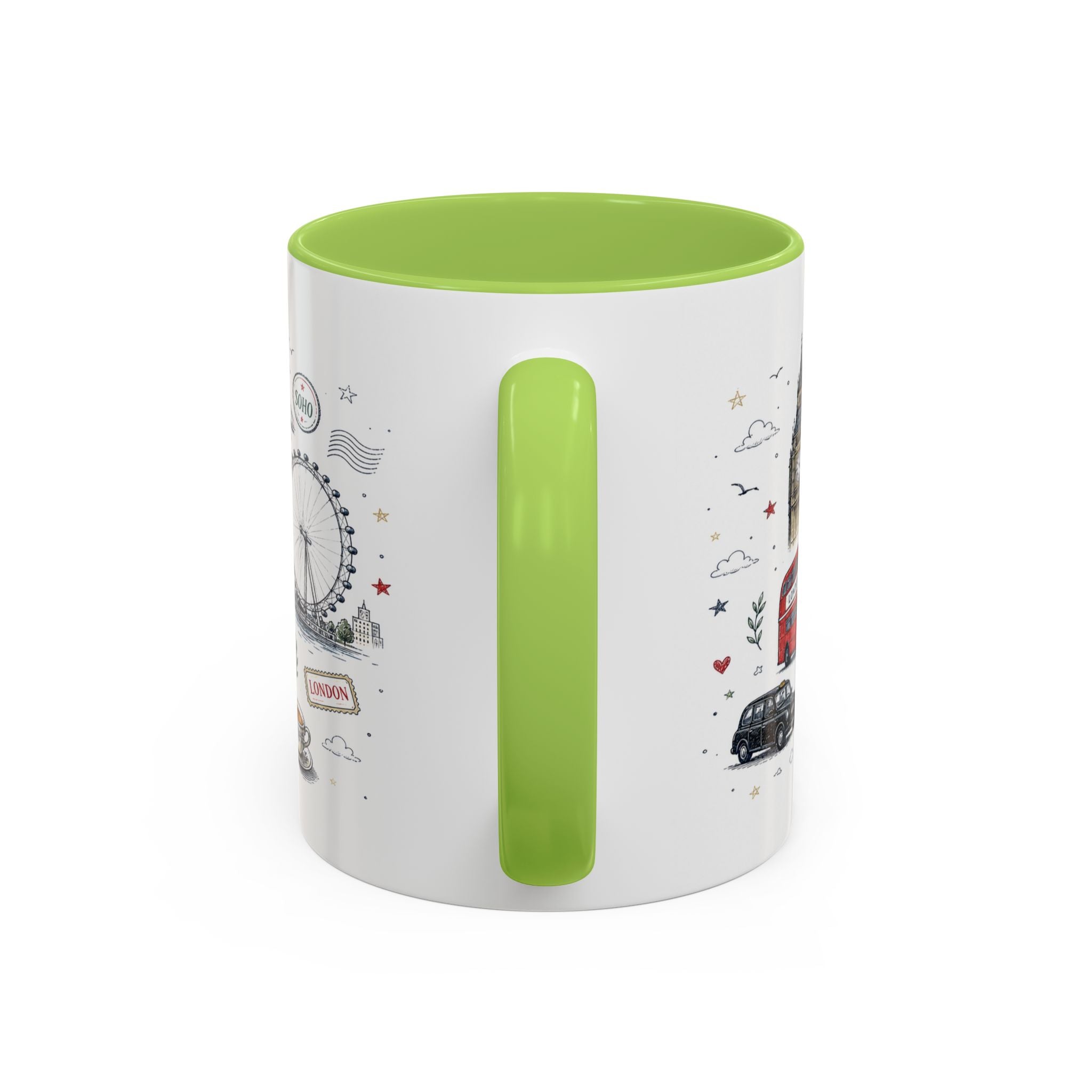 London Coffee Mug | England Souvenir Travel Gift | Accent Color Ceramic 11oz 15oz