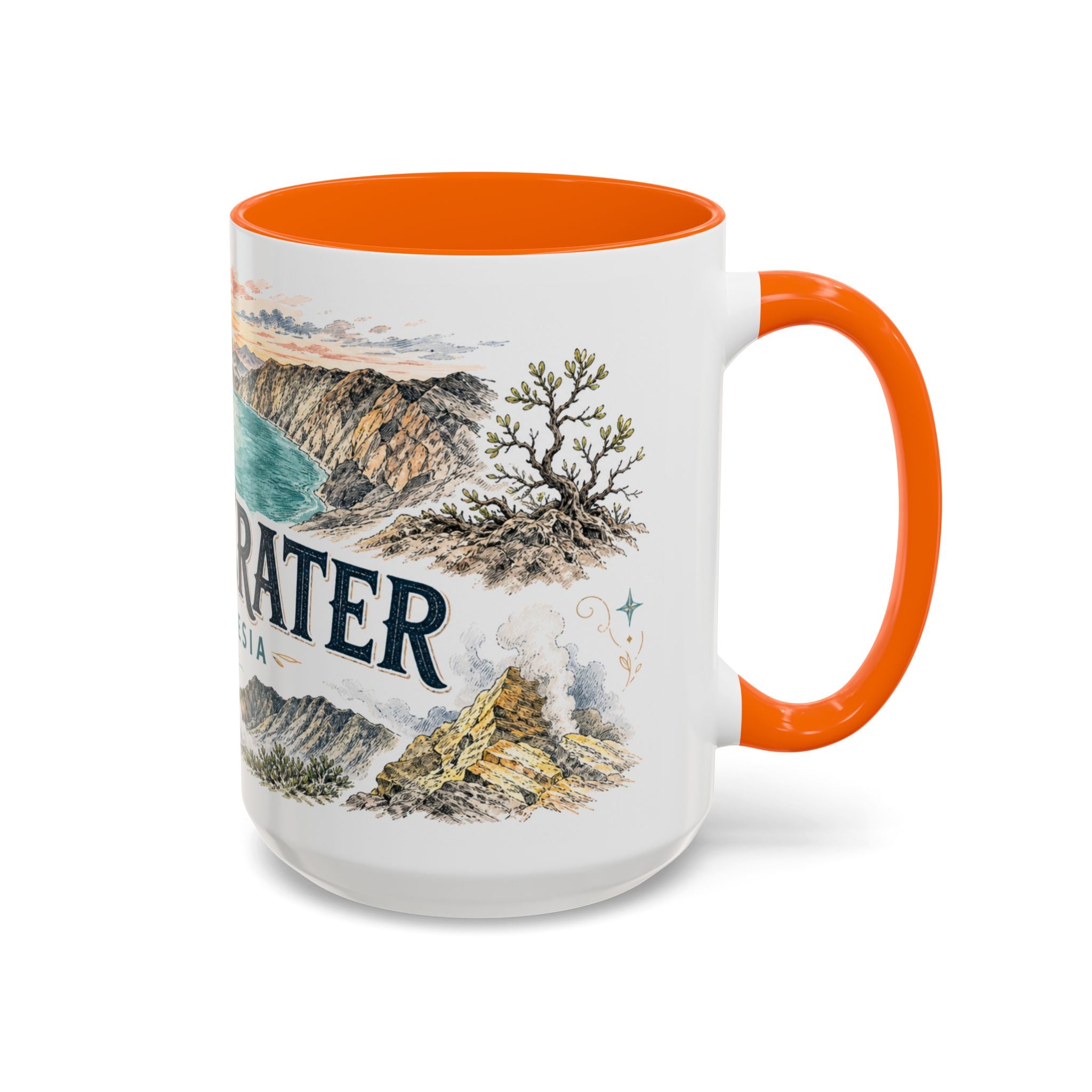 Ijen Crater Mug, Indonesia Travel Souvenir, Bucket List Gift, Accent Ceramic Coffee Mug 11oz 15oz