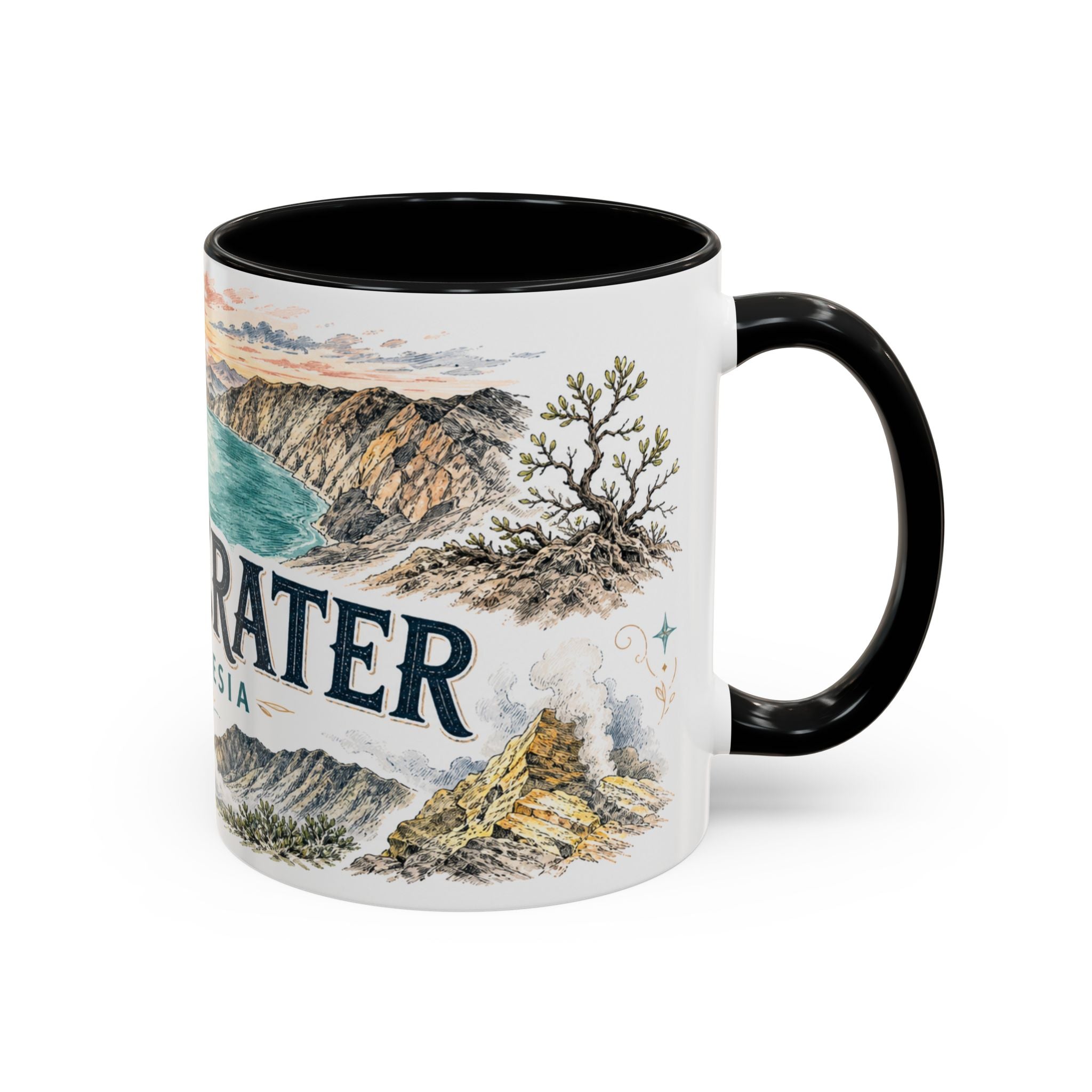 Ijen Crater Mug, Indonesia Travel Souvenir, Bucket List Gift, Accent Ceramic Coffee Mug 11oz 15oz