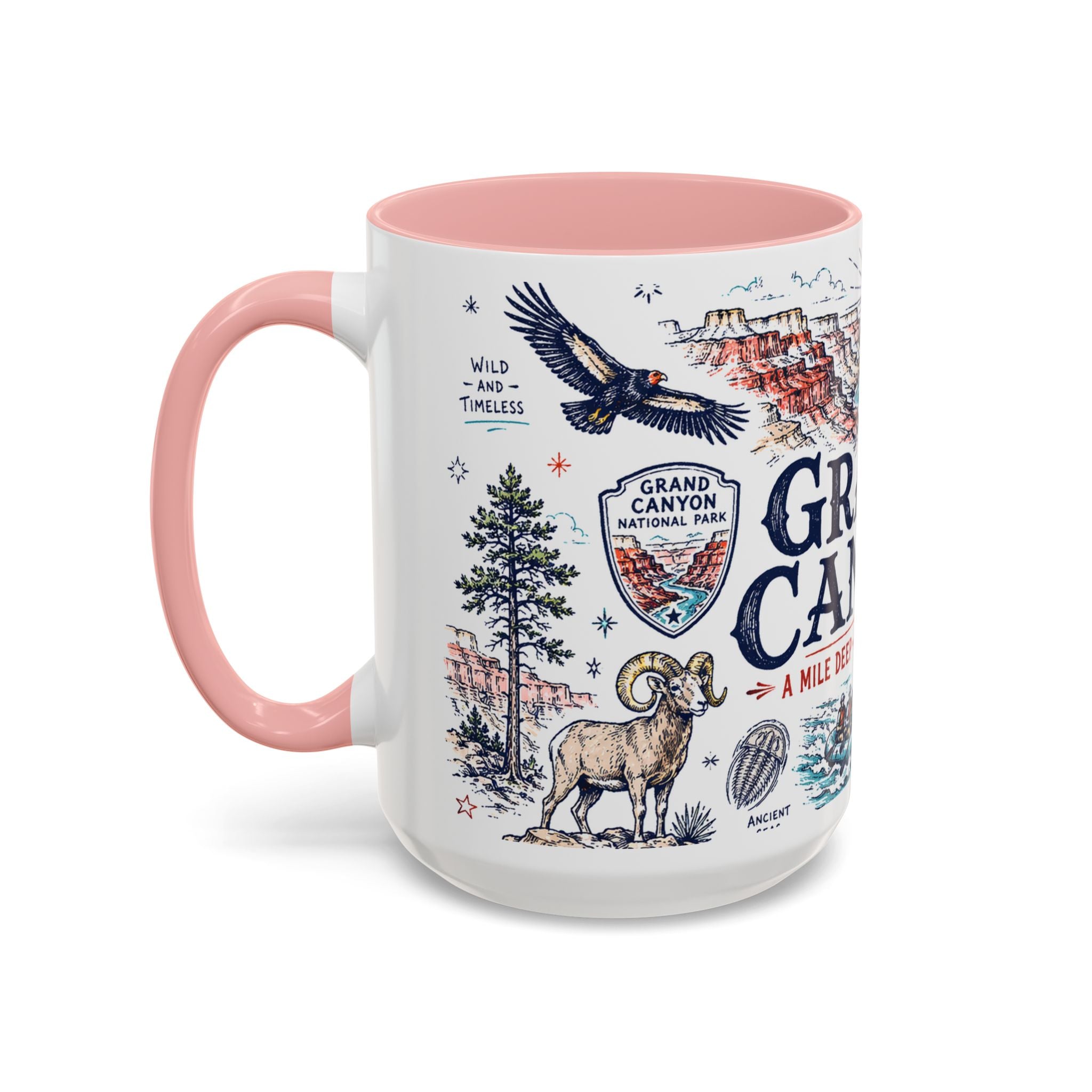 Grand Canyon National Park Coffee Mug | Hiking Camping Nature Gift | Accent Color Ceramic 11oz 15oz