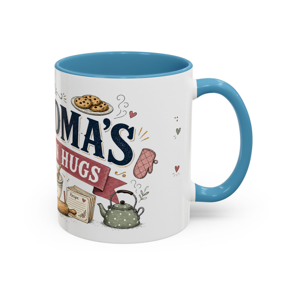 Grandma's Kitchen Hugs Coffee Mug | Gift From Grandkids | Accent Color Ceramic 11oz 15oz