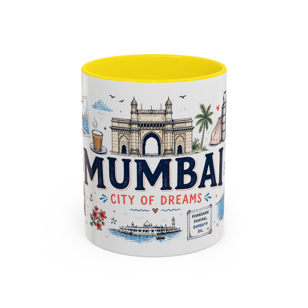 Mumbai Coffee Mug | India Souvenir Travel Gift | Accent Color Ceramic 11oz 15oz