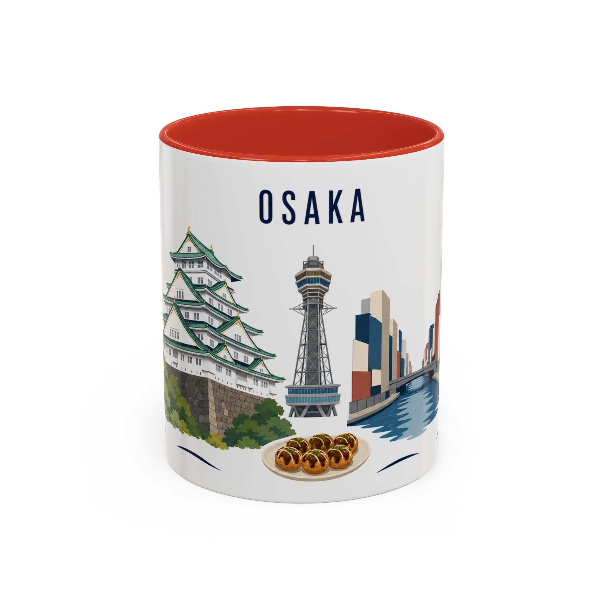 Osaka Coffee Mug | Japan Travel Souvenir | Porcelain Decal City Gift | 11oz 15oz Accent Mug