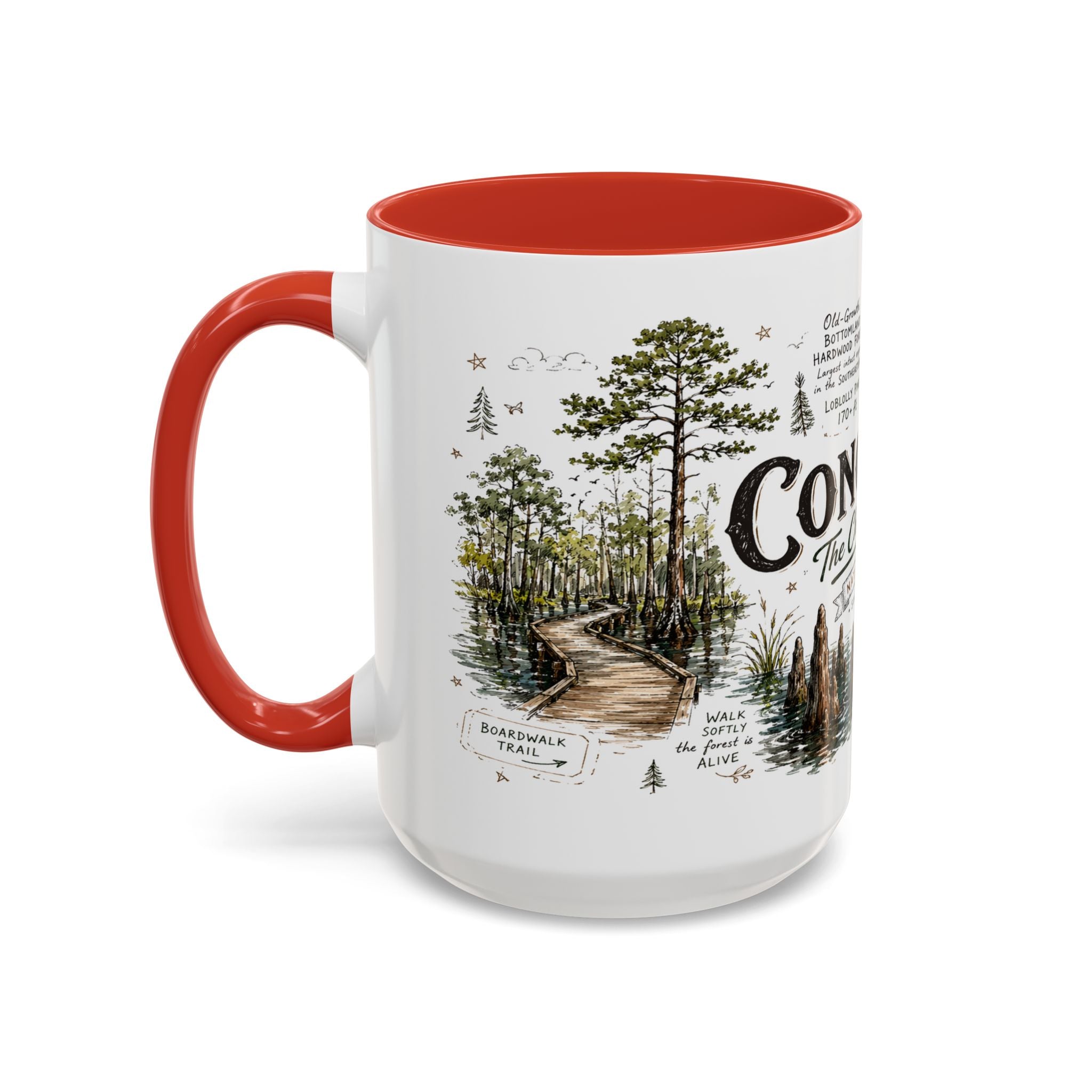 Congaree National Park Coffee Mug | South Carolina Forest Floodplain Gift | Accent Color Ceramic 11oz 15oz