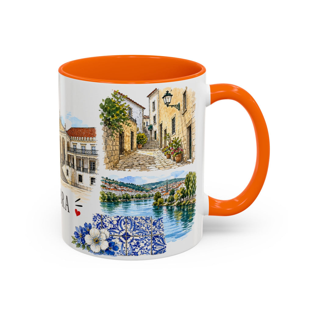 Coimbra Illustrated Travel Mug | City Souvenir Accent Coffee Mug | 11oz 15oz Ceramic Cup