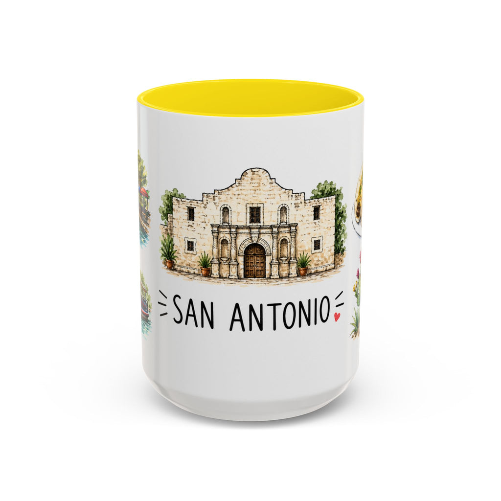 San Antonio Illustrated Travel Mug | City Souvenir Accent Coffee Mug | 11oz 15oz Ceramic Cup