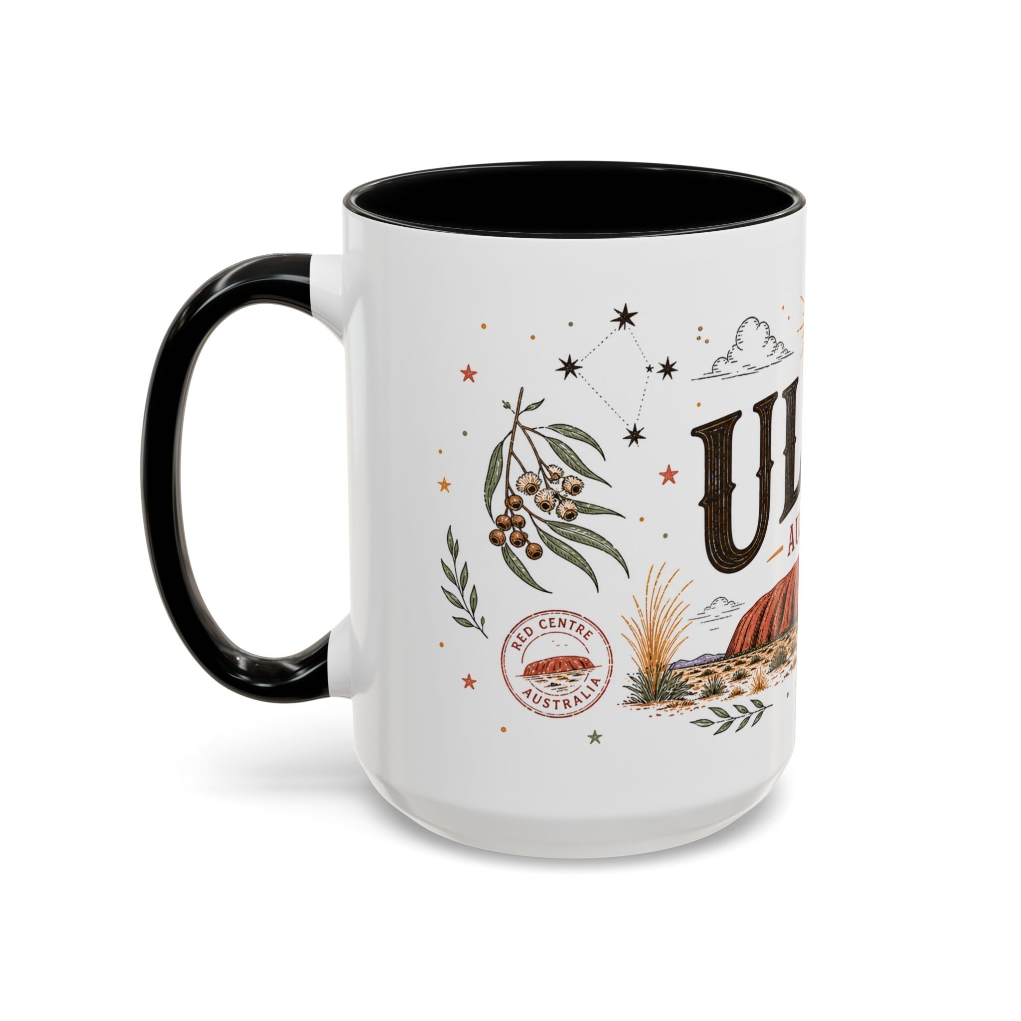 Uluru Coffee Mug | Travel Destination Souvenir Gift | Accent Color Ceramic 11oz 15oz