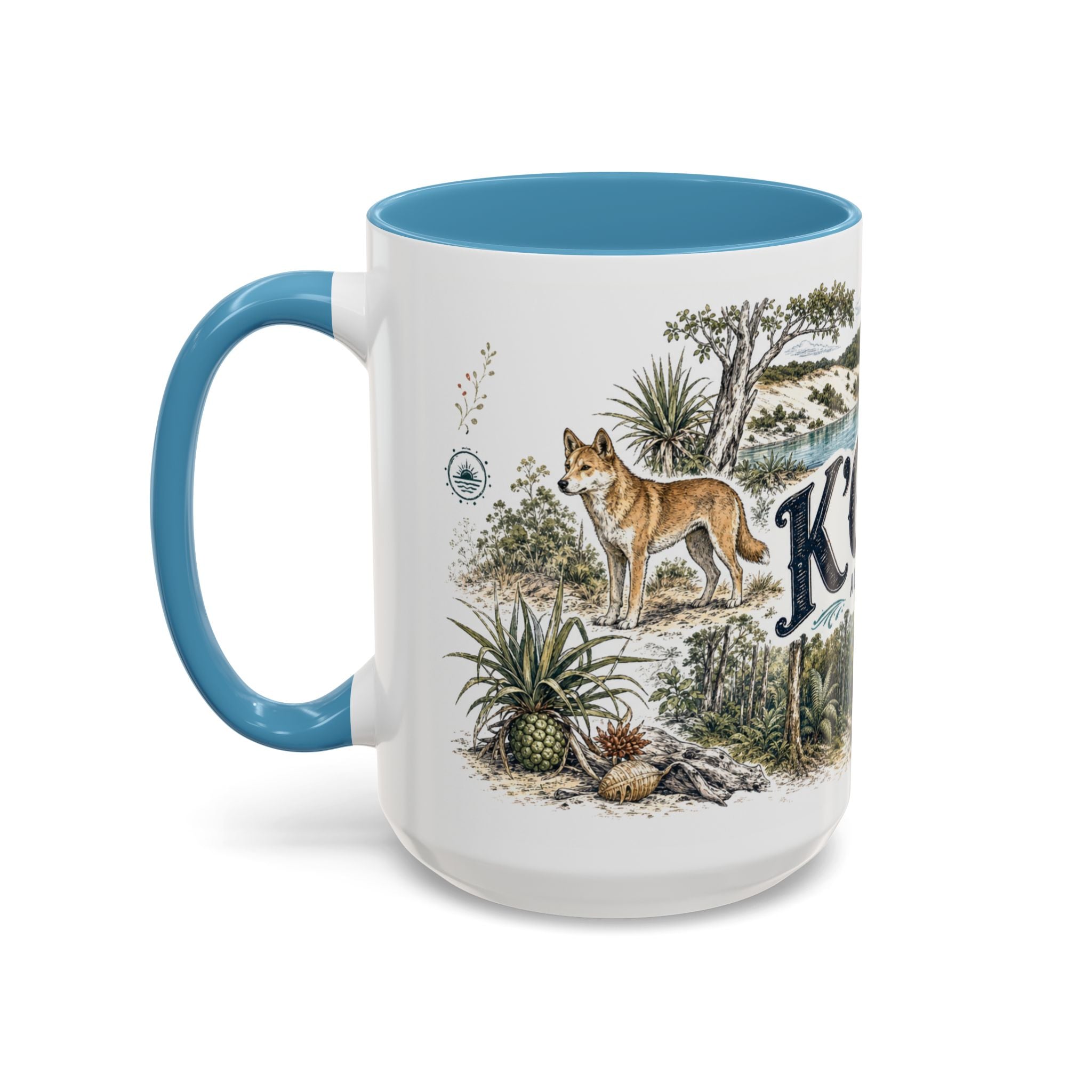K'gari Mug, Australia Travel Souvenir, Bucket List Gift, Accent Ceramic Coffee Mug 11oz 15oz